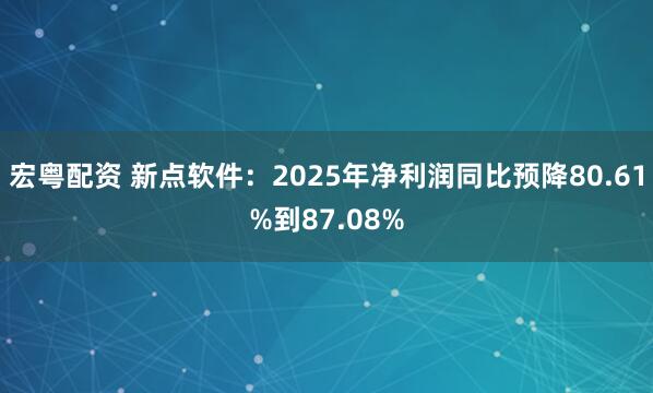 宏粤配资 新点软件：2025年净利润同比预降80.61%到87.08%