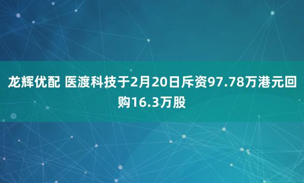 龙辉优配 医渡科技于2月20日斥资97.78万港元回购16.3万股